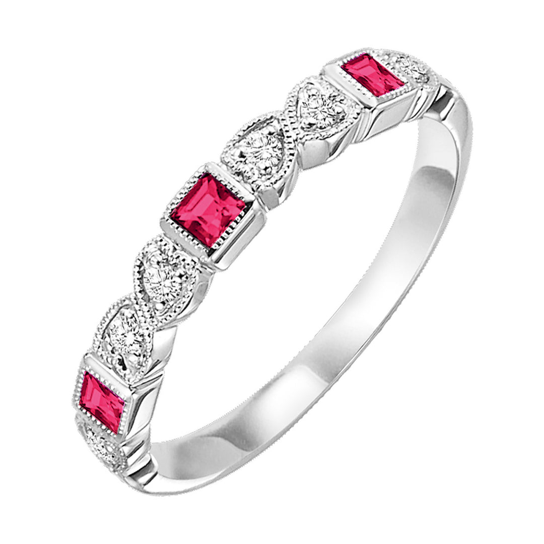 Choose Your Own Gemstone and Diamond Square Style Stacker Band