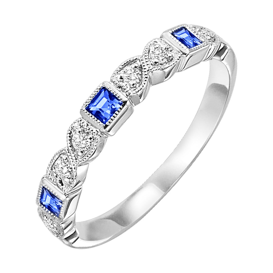 Choose Your Own Gemstone and Diamond Square Style Stacker Band