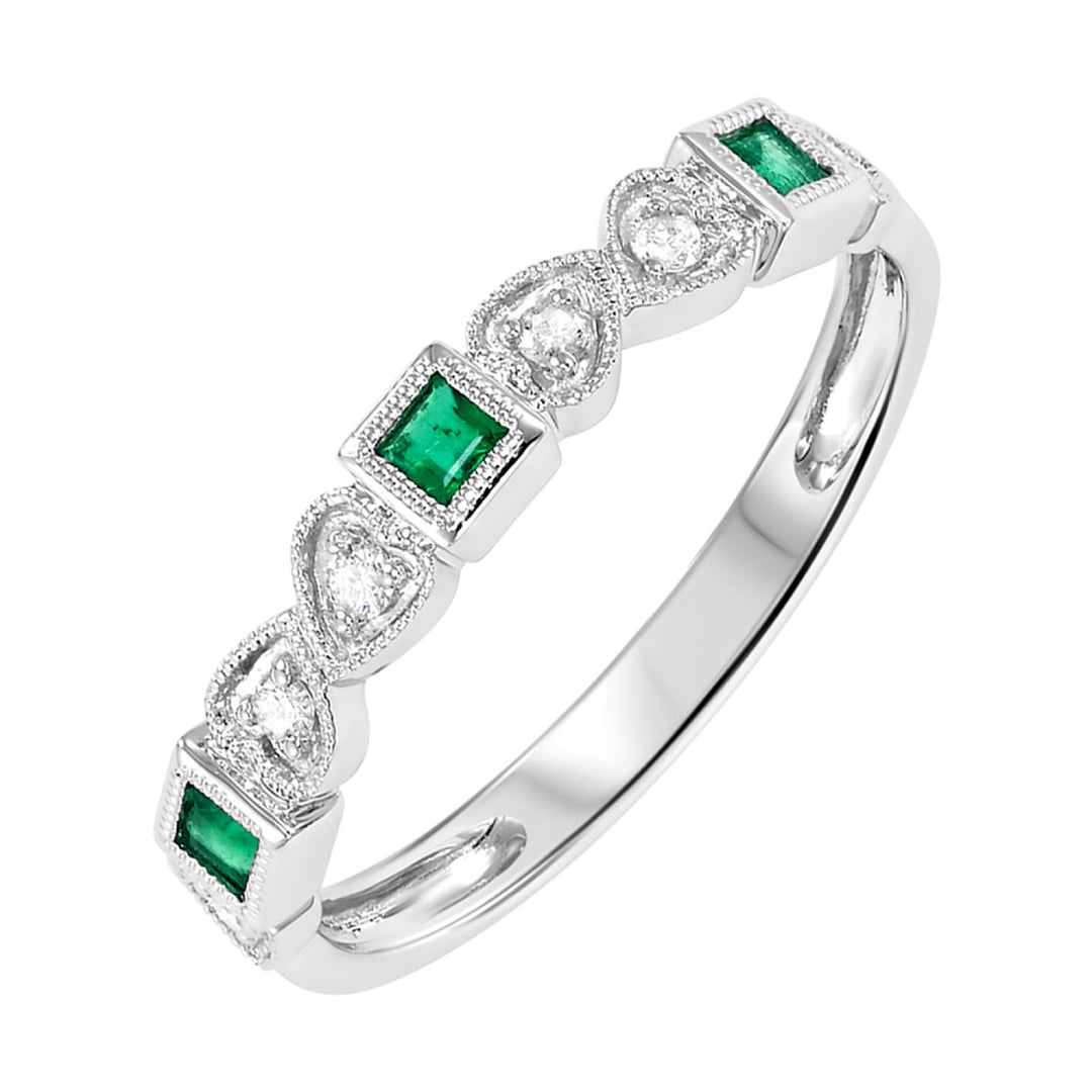 Choose Your Own Gemstone and Diamond Square Style Stacker Band