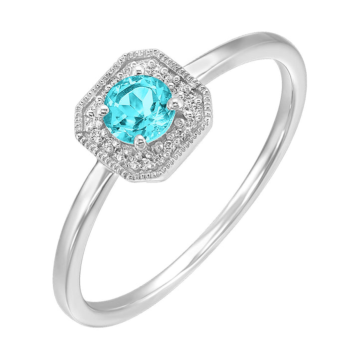 Double Halo Blue Topaz Ring