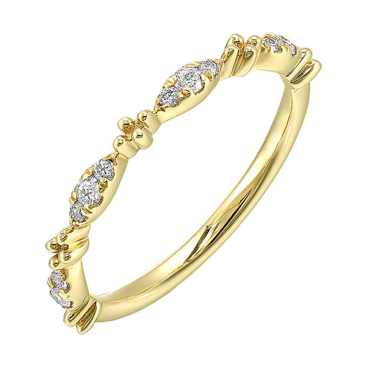 14k Yellow Gold Vintage Lace Diamond Stackable Ring