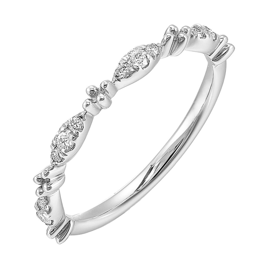 14k White Gold Vintage Whisper Diamond Stackable Ring