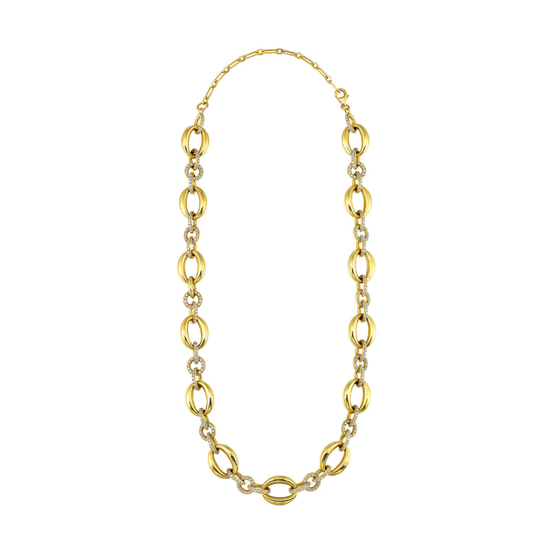 14k Yellow Gold Contemporary Charm Diamond Necklace