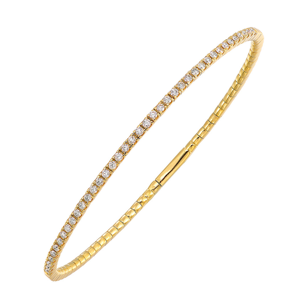 14k Yellow Gold Sleek Line Diamond Flex Bracelet