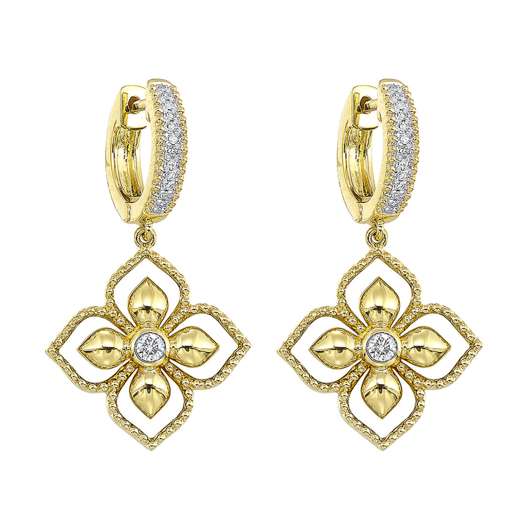 14k Yellow Gold Blooming Grace Diamond Dangle Earrings