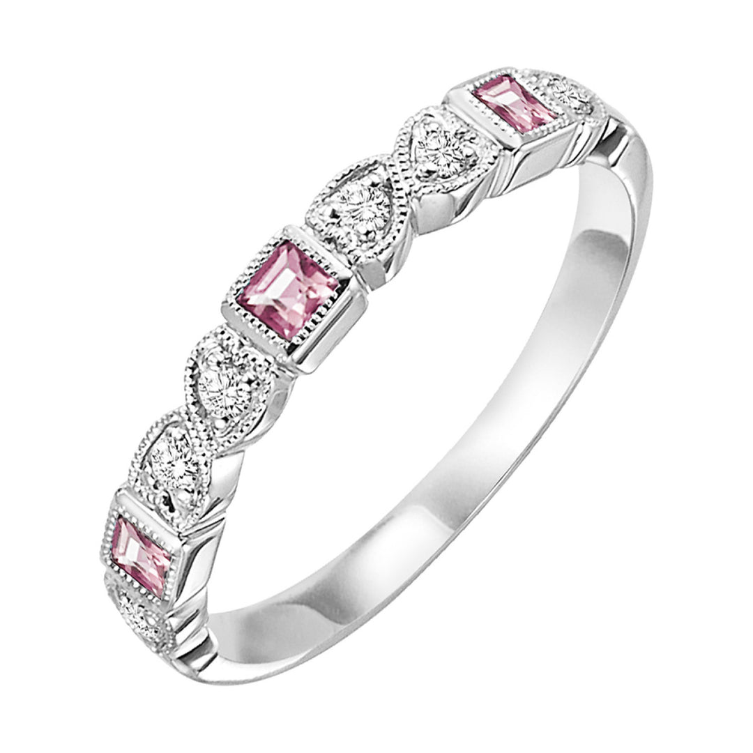 Choose Your Own Gemstone and Diamond Square Style Stacker Band