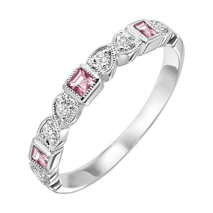 Choose Your Own Gemstone and Diamond Square Style Stacker Band