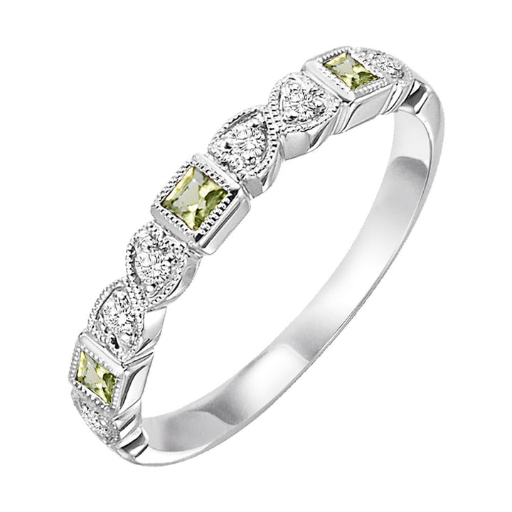 Choose Your Own Gemstone and Diamond Square Style Stacker Band