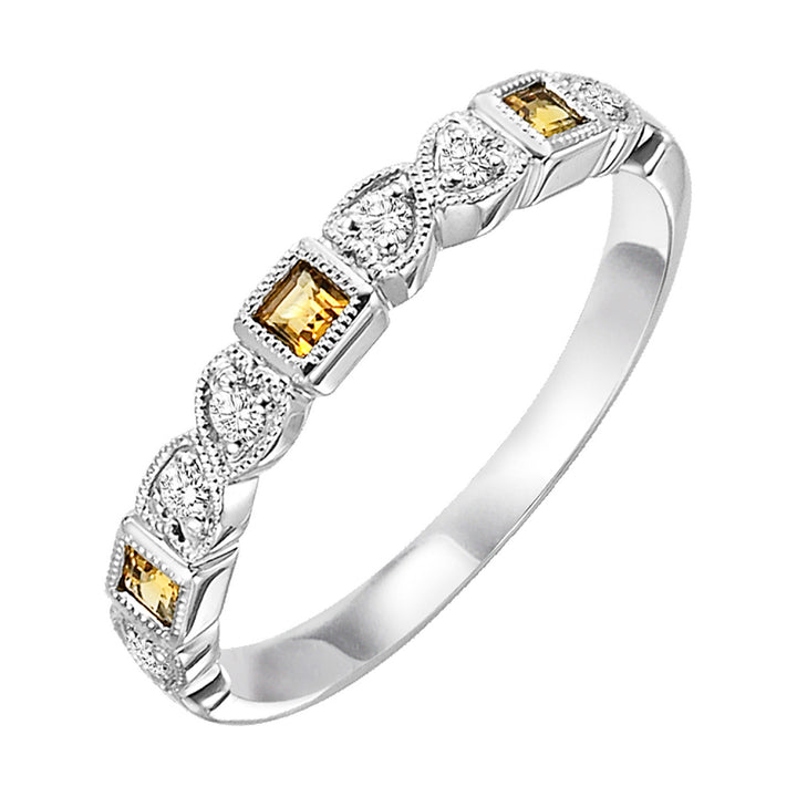 Choose Your Own Gemstone and Diamond Square Style Stacker Band