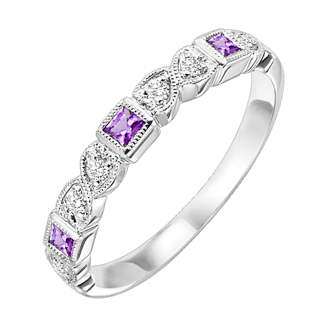 Choose Your Own Gemstone and Diamond Square Style Stacker Band