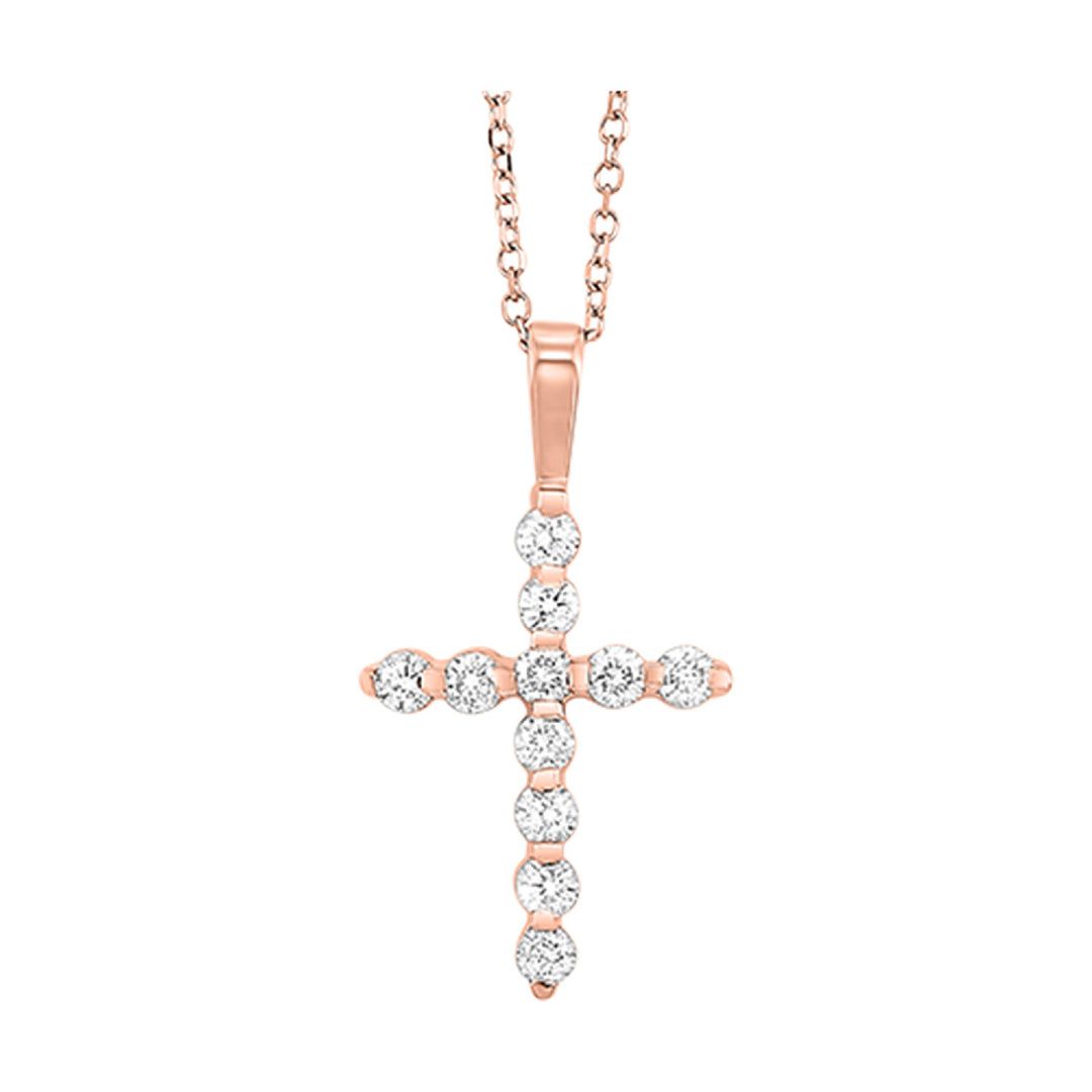 14k Gold Graceful  Diamond Cross Pendant