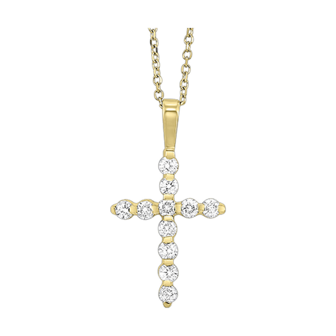 14k Gold Graceful  Diamond Cross Pendant
