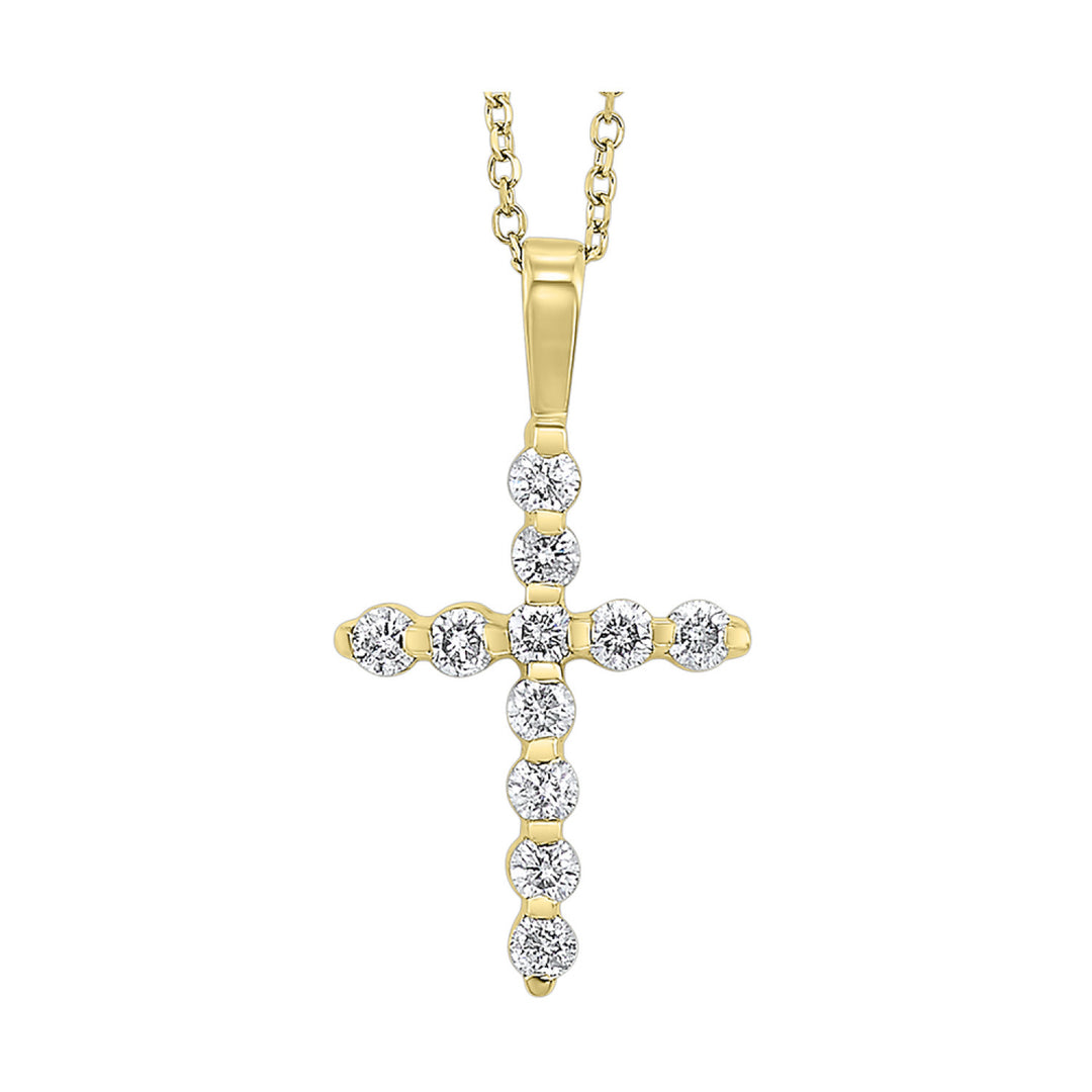 14kw 1/2ctw Diamond Cross Necklace