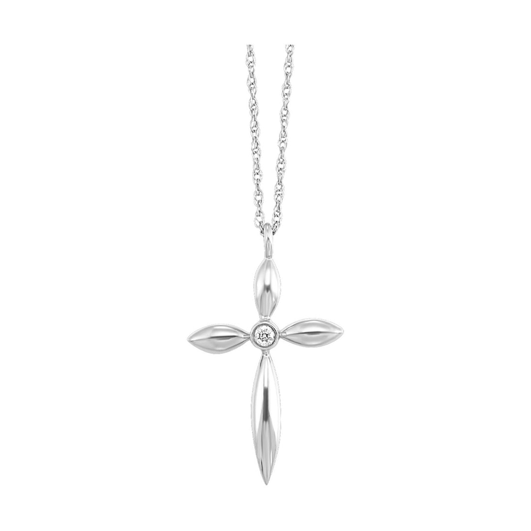 Petite Gold Solitaire Diamond Cross Pendant