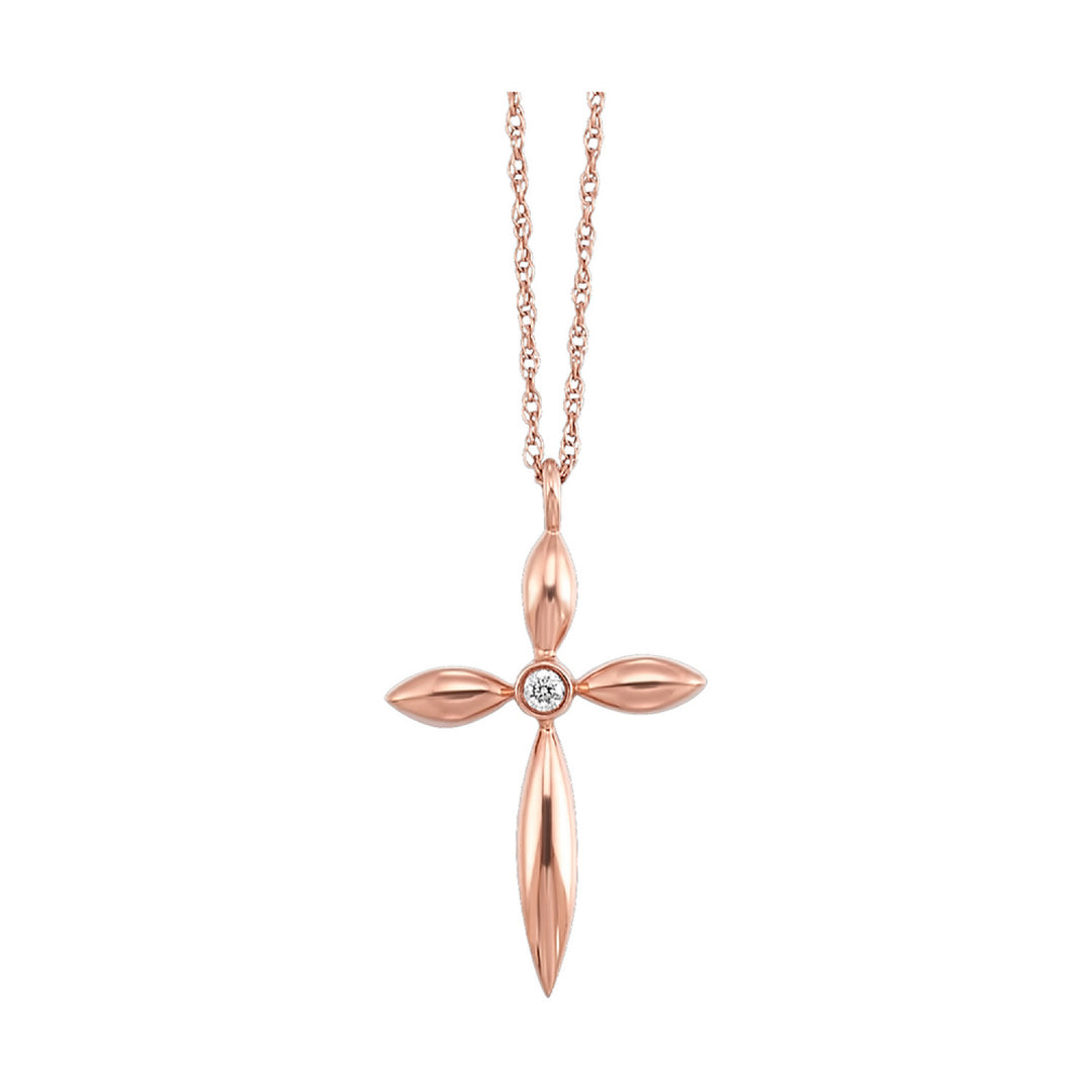 Petite Gold Solitaire Diamond Cross Pendant
