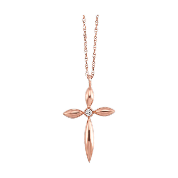 Petite Gold Solitaire Diamond Cross Pendant