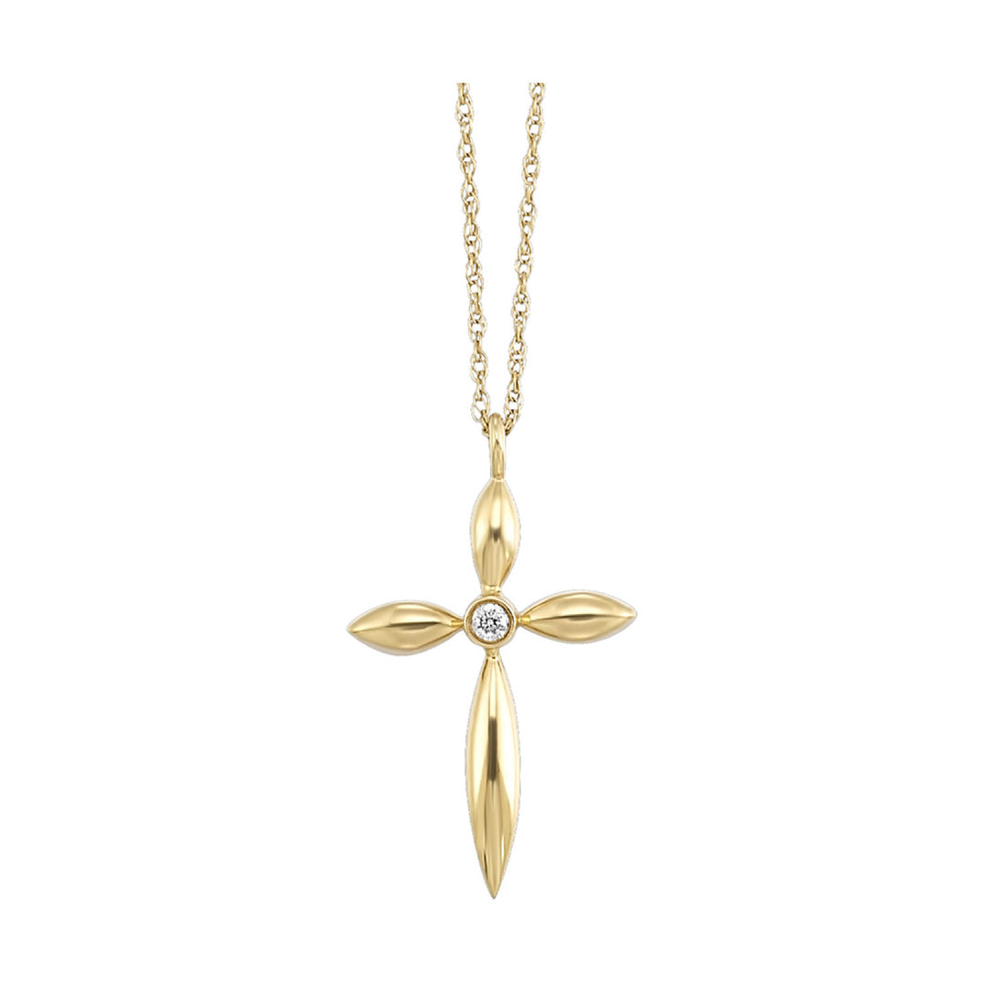 Petite Gold Solitaire Diamond Cross Pendant