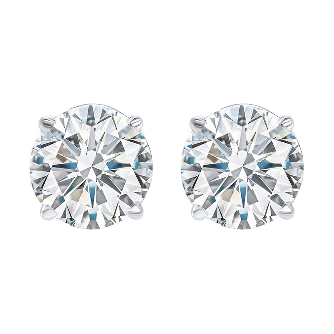 14k White Gold Classic Sparkle Diamond Stud Earrings