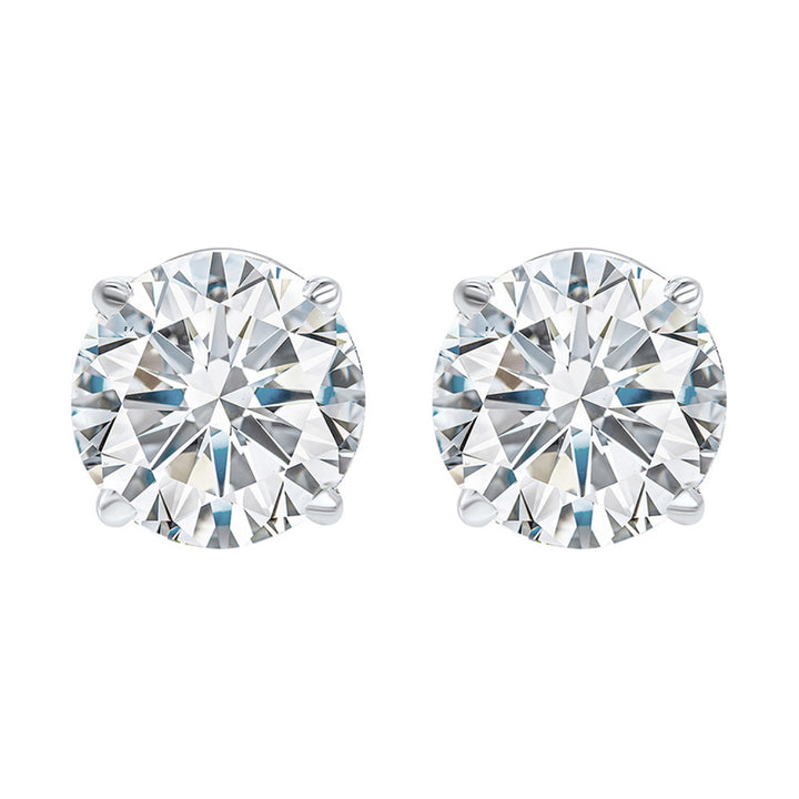 14k White Gold Classic Sparkle Diamond Stud Earrings