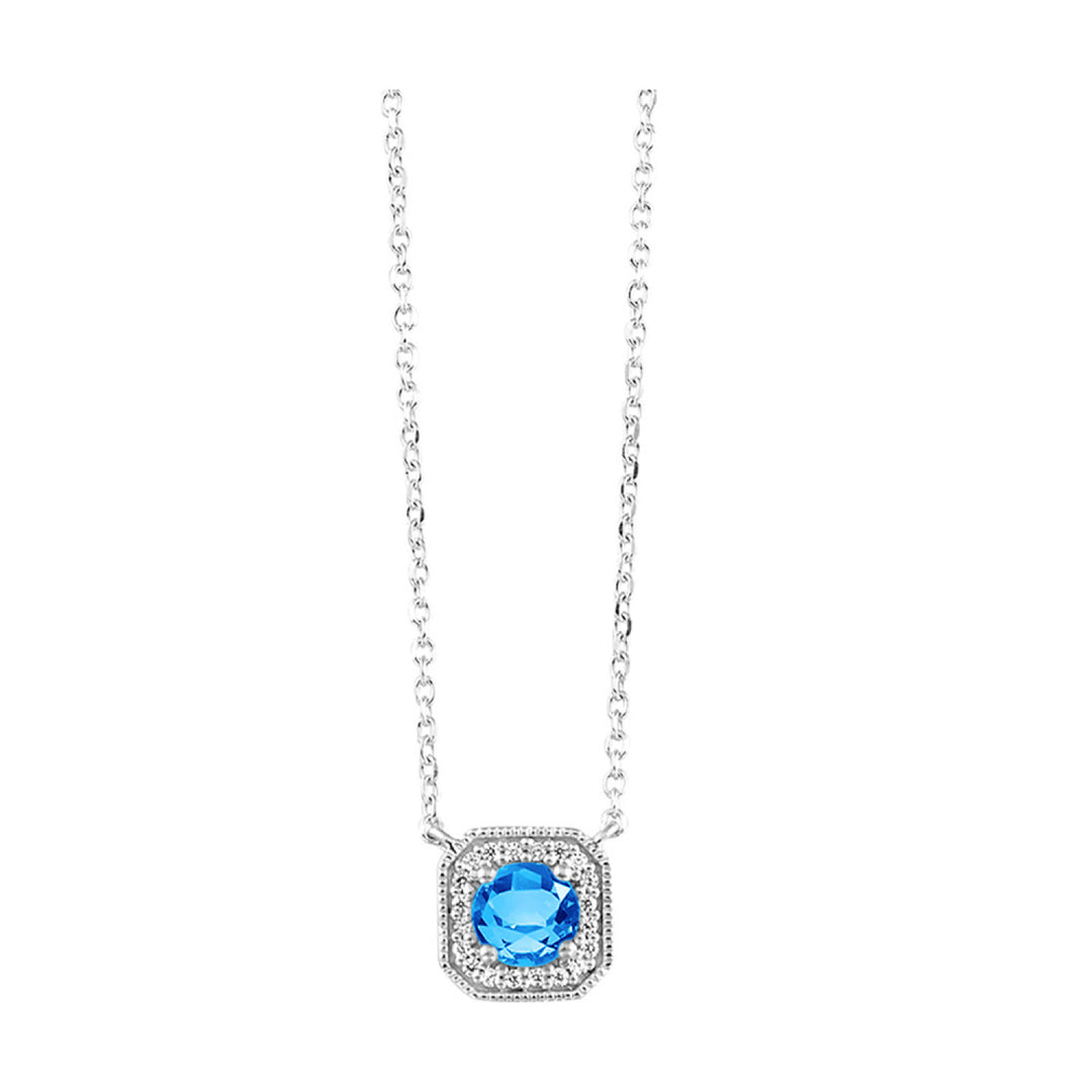 Vintage Square Diamond and Gemstone of your Choice Necklace