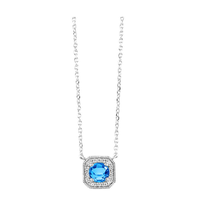 Vintage Square Diamond and Gemstone of your Choice Necklace