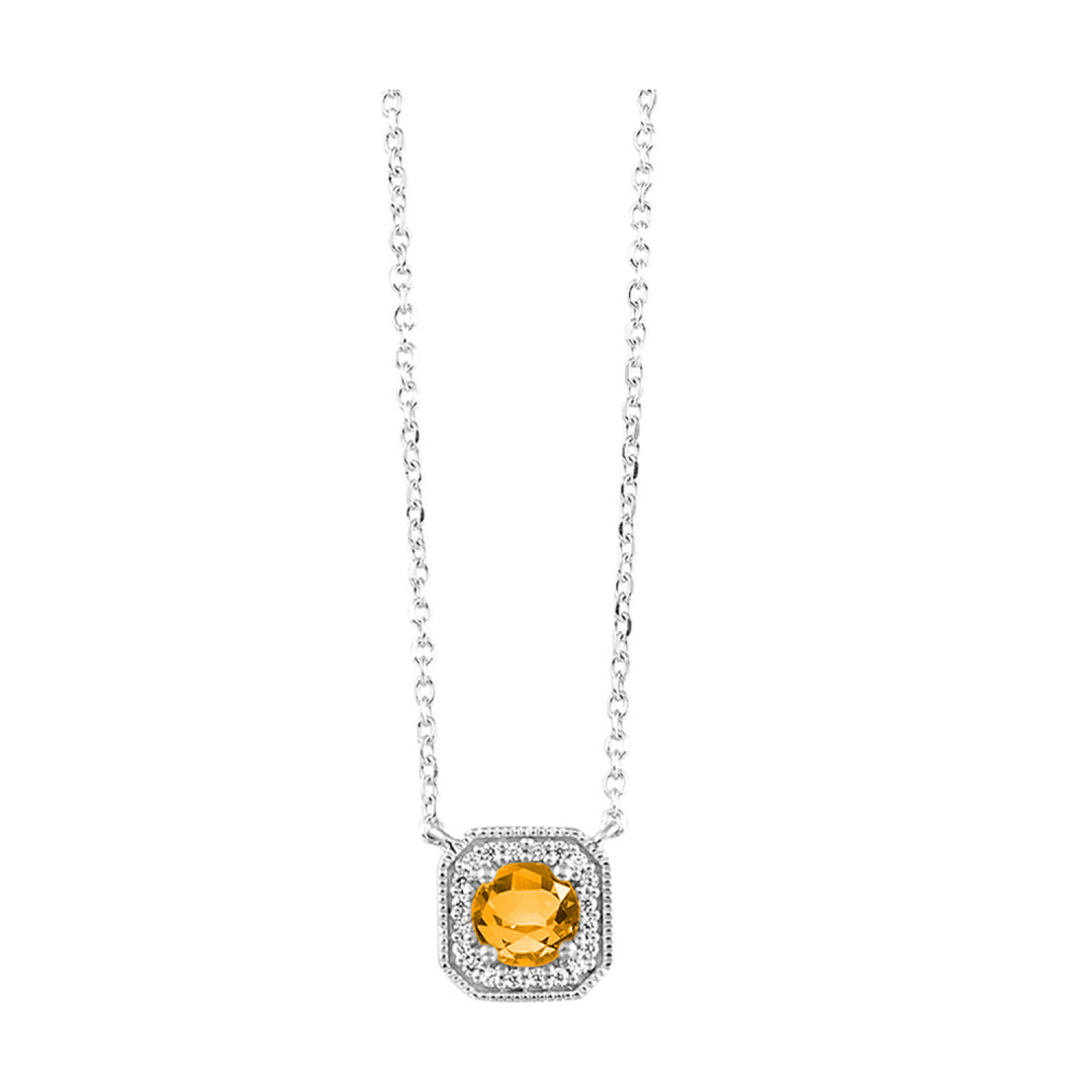 Vintage Square Diamond and Gemstone of your Choice Necklace