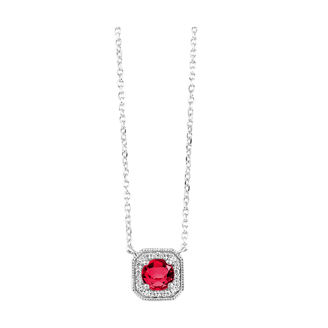 Vintage Square Diamond and Gemstone of your Choice Necklace