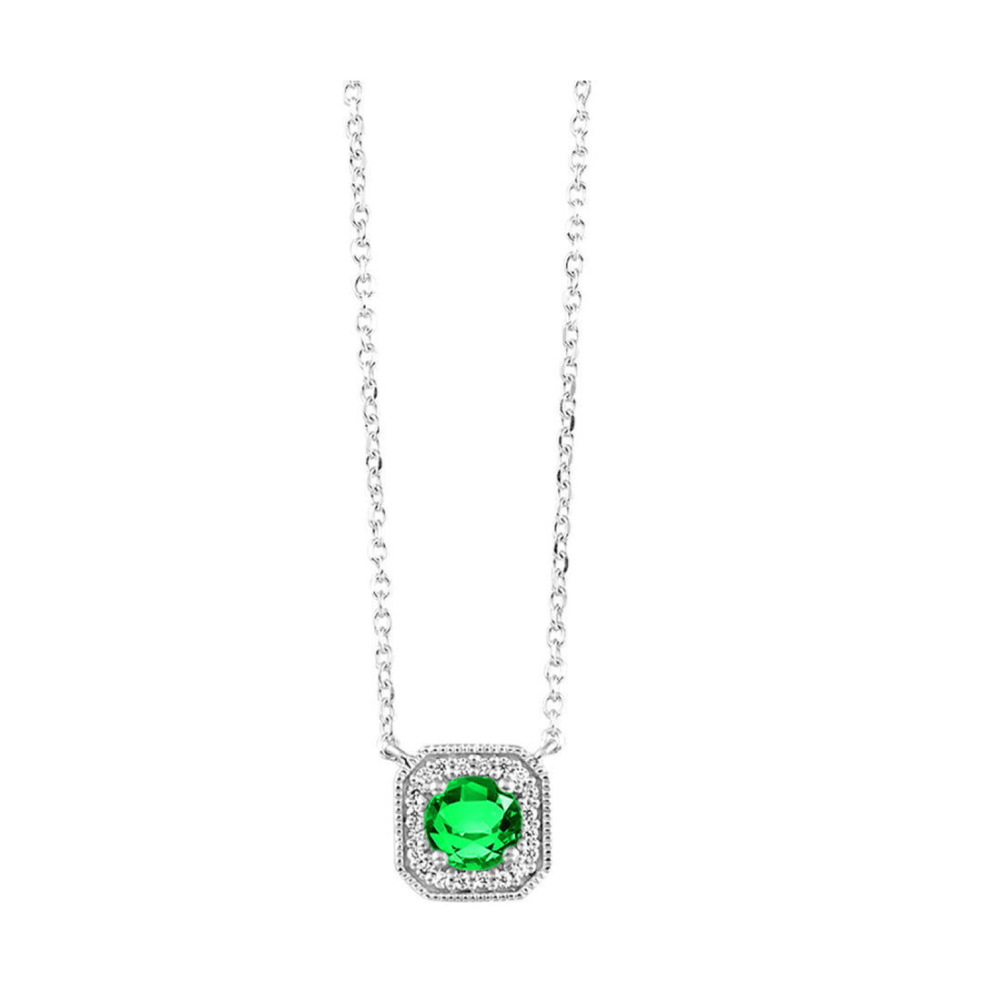 Vintage Square Diamond and Gemstone of your Choice Necklace