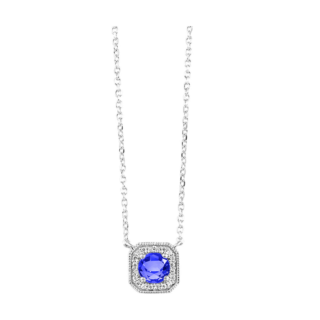 Vintage Square Diamond and Gemstone of your Choice Necklace