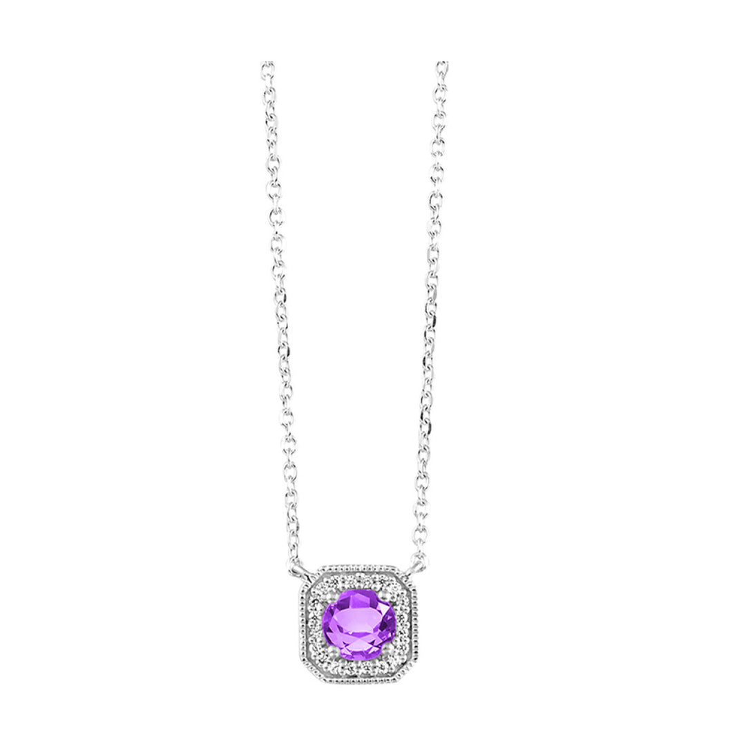 Vintage Square Diamond and Gemstone of your Choice Necklace