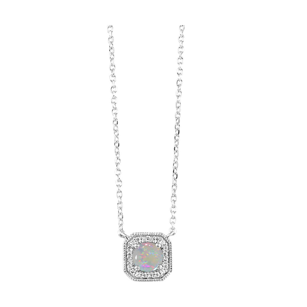 Vintage Square Diamond and Gemstone of your Choice Necklace