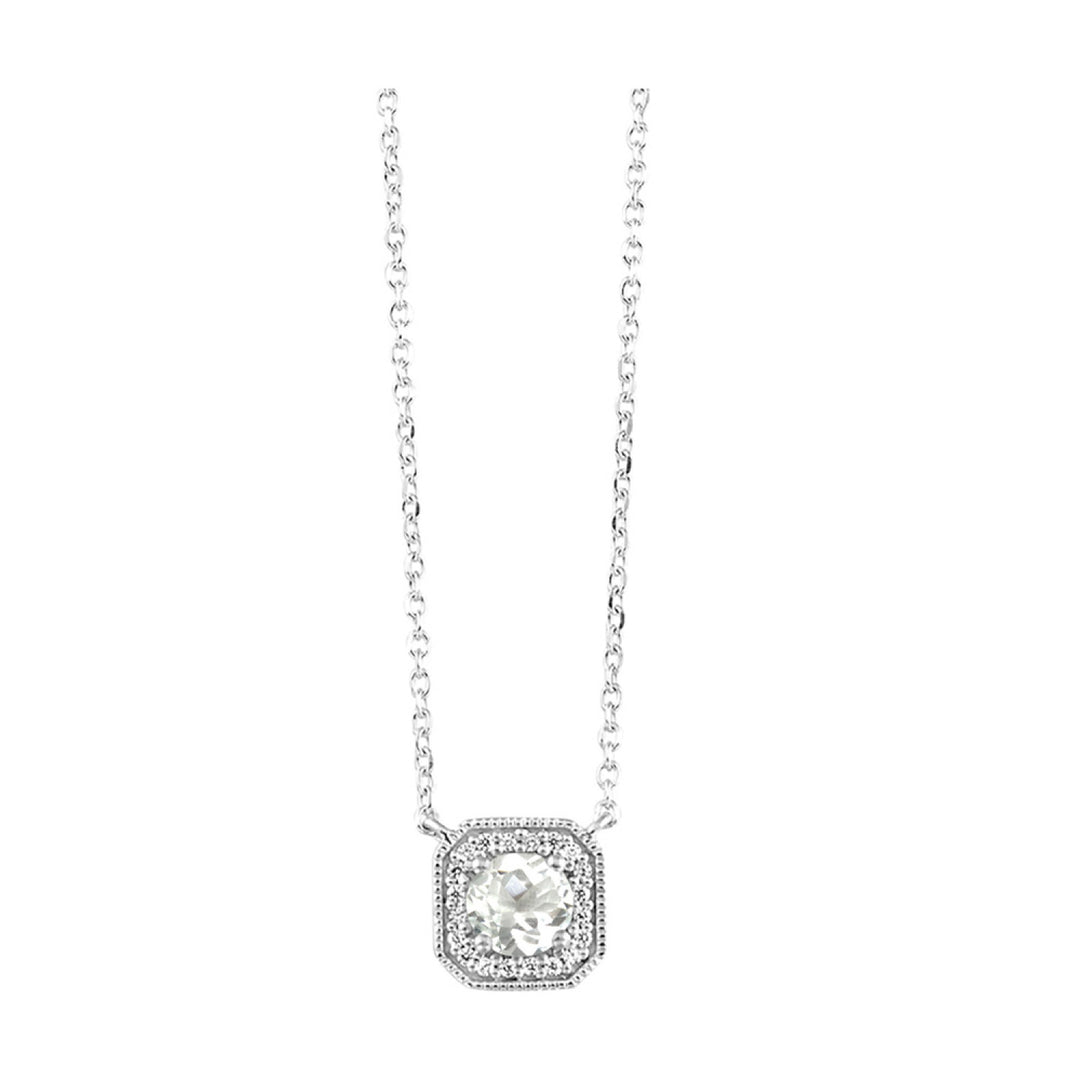 Vintage Square Diamond and Gemstone of your Choice Necklace