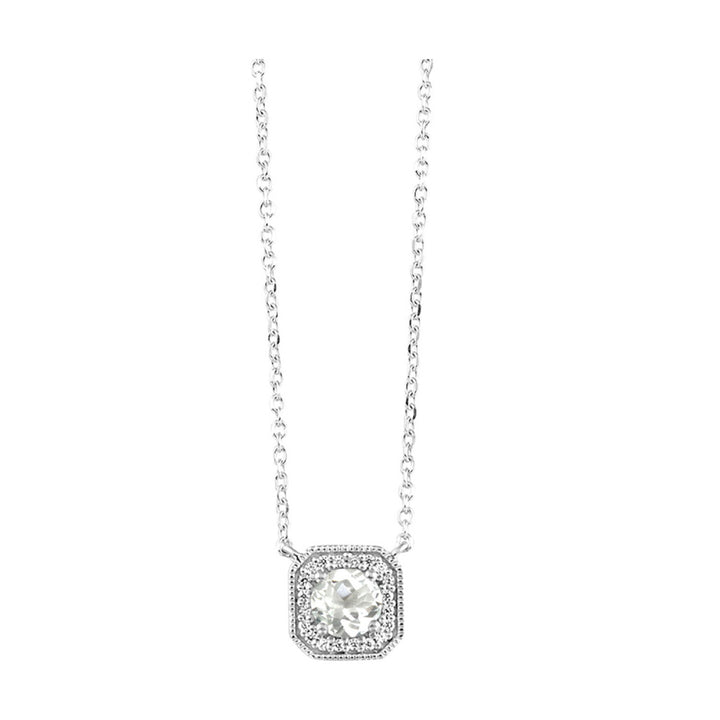 Vintage Square Diamond and Gemstone of your Choice Necklace