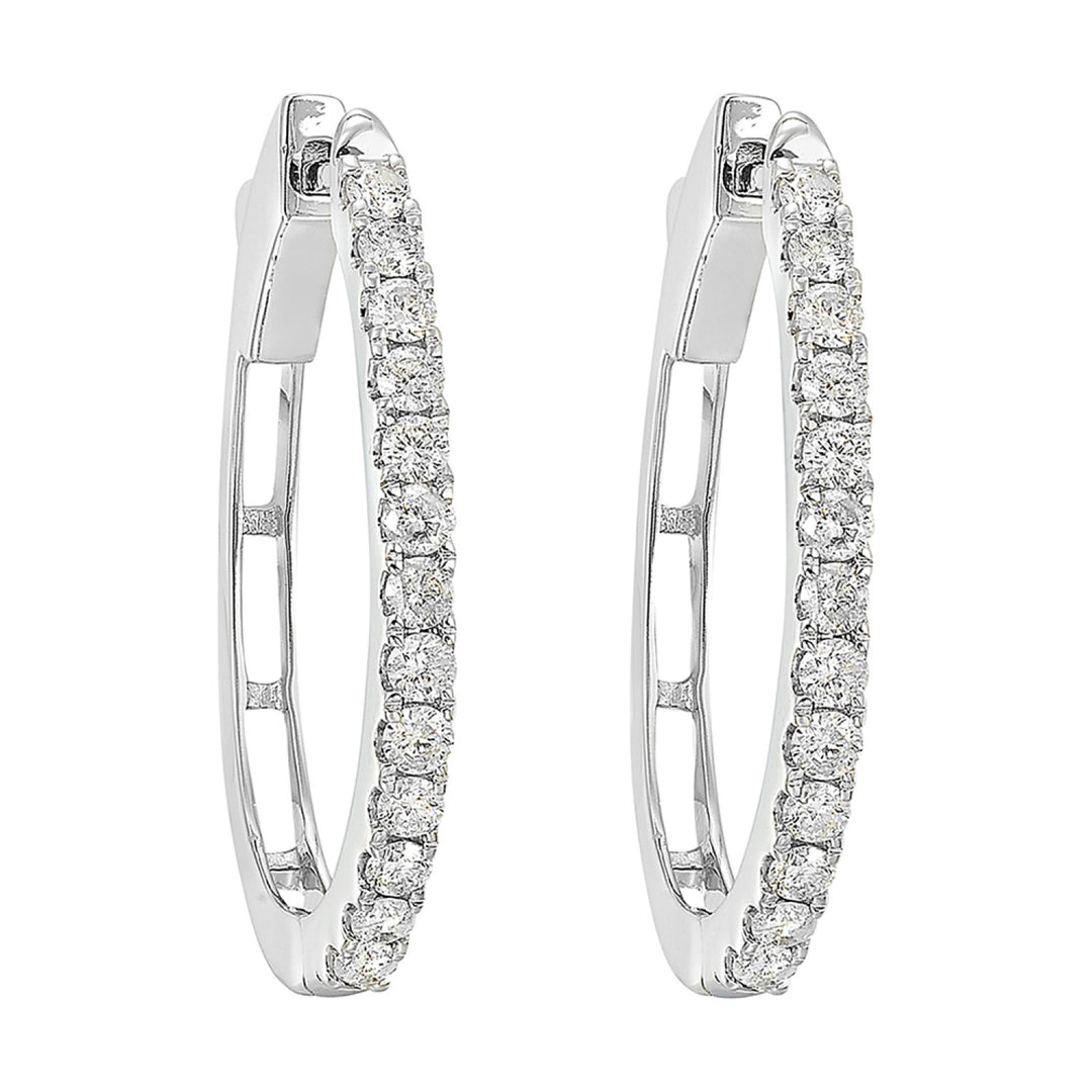 Open Back White Gold and Diamond Hoops