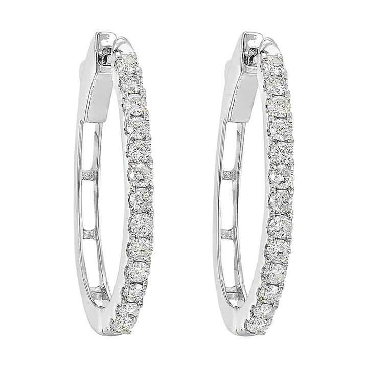 Open Back White Gold and Diamond Hoops