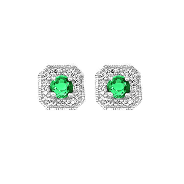 Vintage Square Diamond and Gemstone Studs