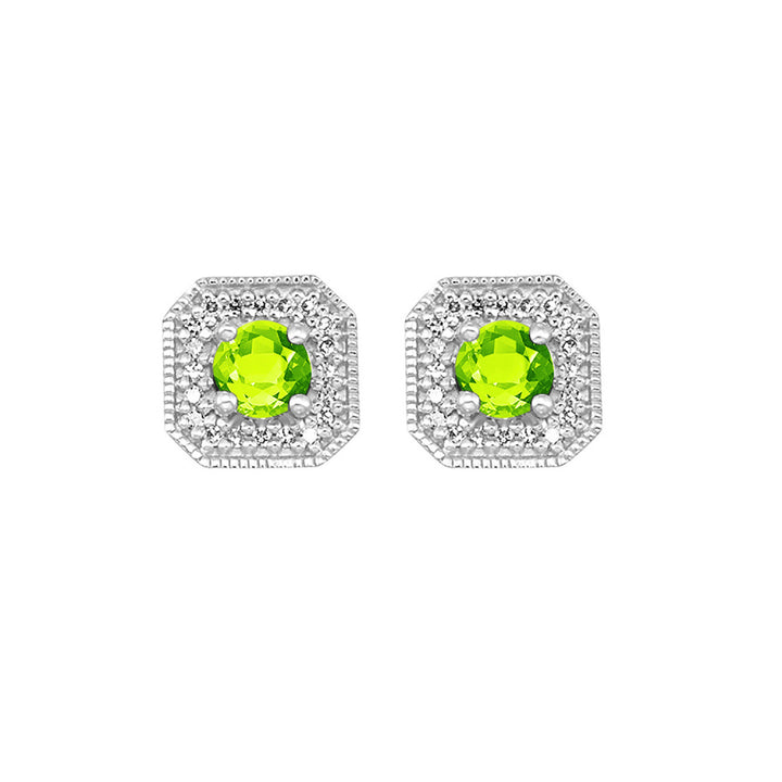 Vintage Square Diamond and Gemstone Studs