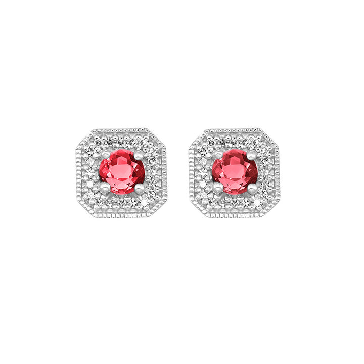 Vintage Square Diamond and Gemstone Studs
