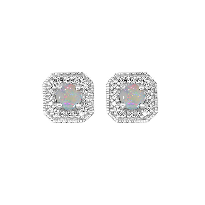 Vintage Square Diamond and Gemstone Studs