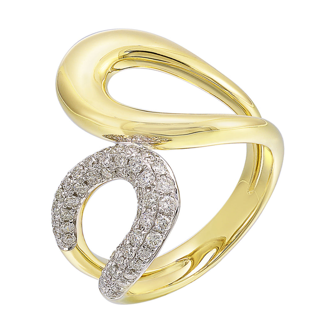14k Yellow Gold Modern Twist Diamond Statement Ring