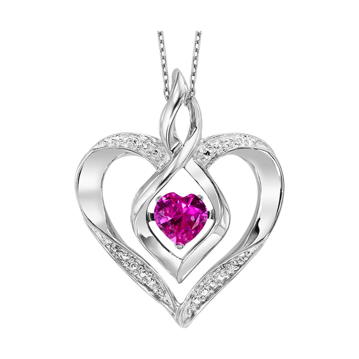 Birthstone and Diamond Dancing Heart Pendant