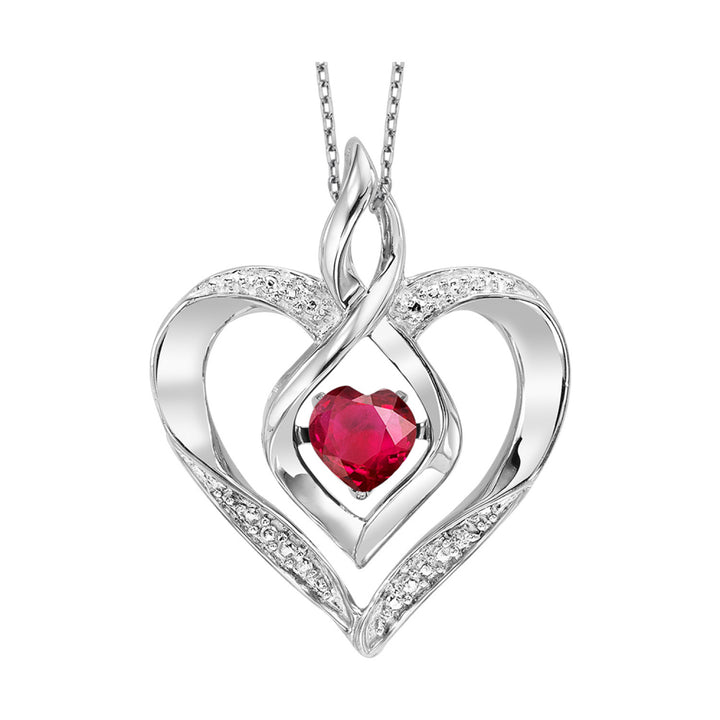 Birthstone and Diamond Dancing Heart Pendant