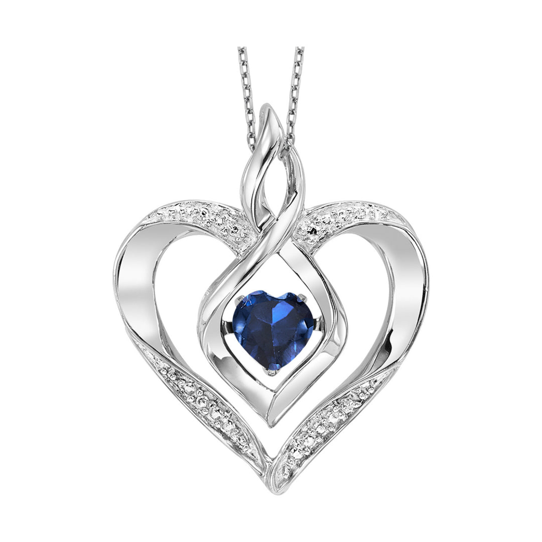 Birthstone and Diamond Dancing Heart Pendant