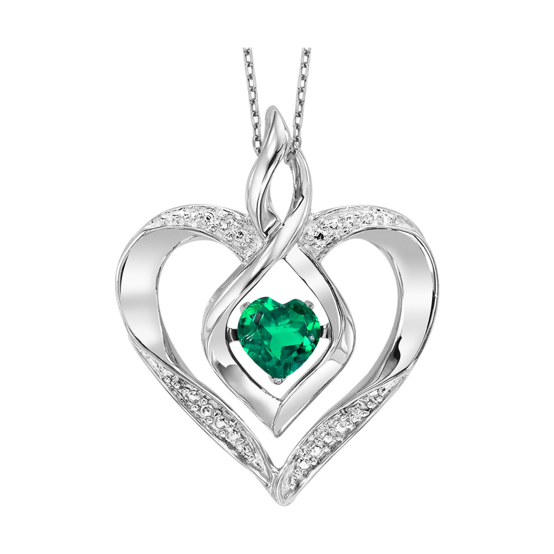 Birthstone and Diamond Dancing Heart Pendant