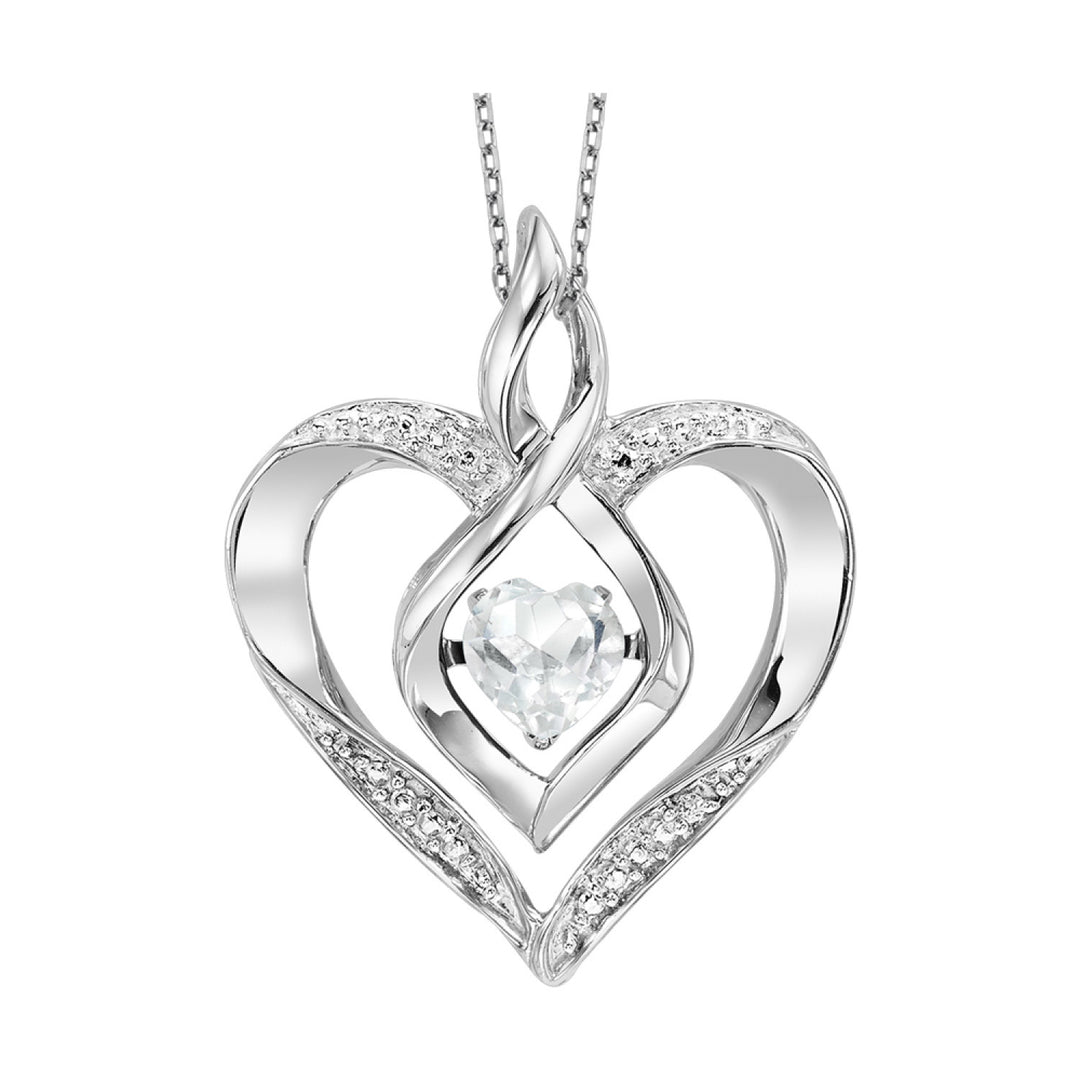Birthstone and Diamond Dancing Heart Pendant