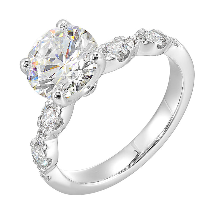 14k White Gold Scalloped Elegance Diamond Semi-Mount Ring