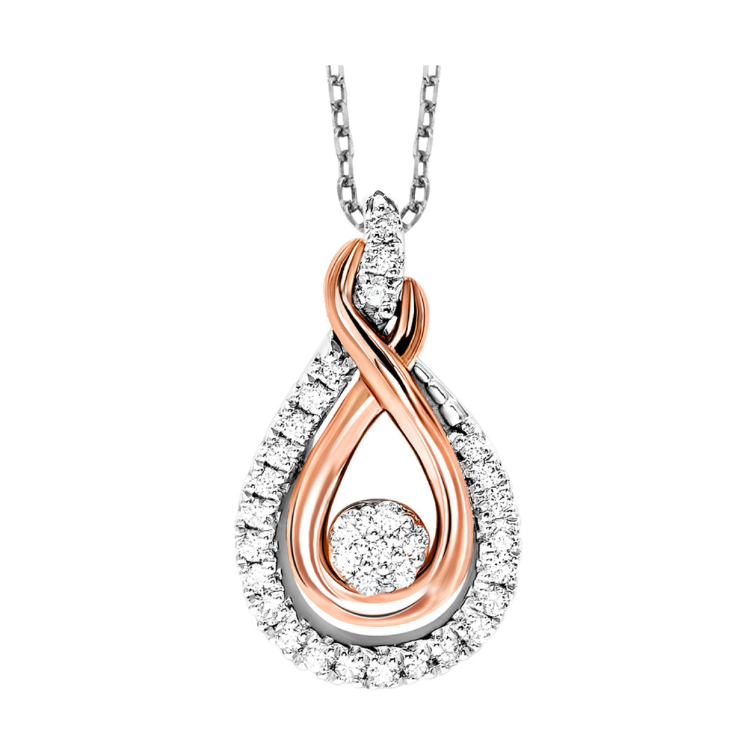 Love Knot Diamond Two Tone Pendant