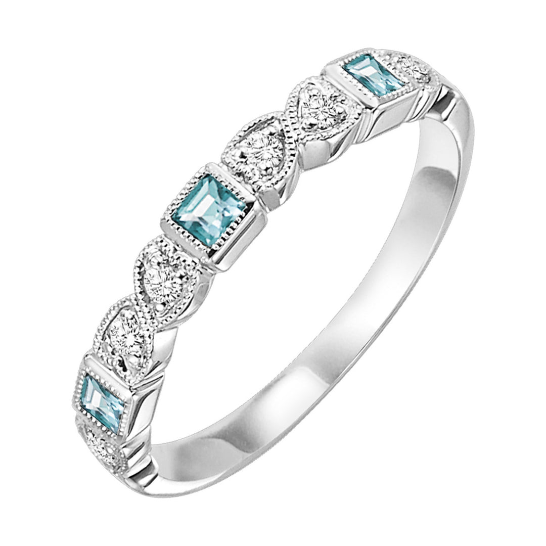 Choose Your Own Gemstone and Diamond Square Style Stacker Band