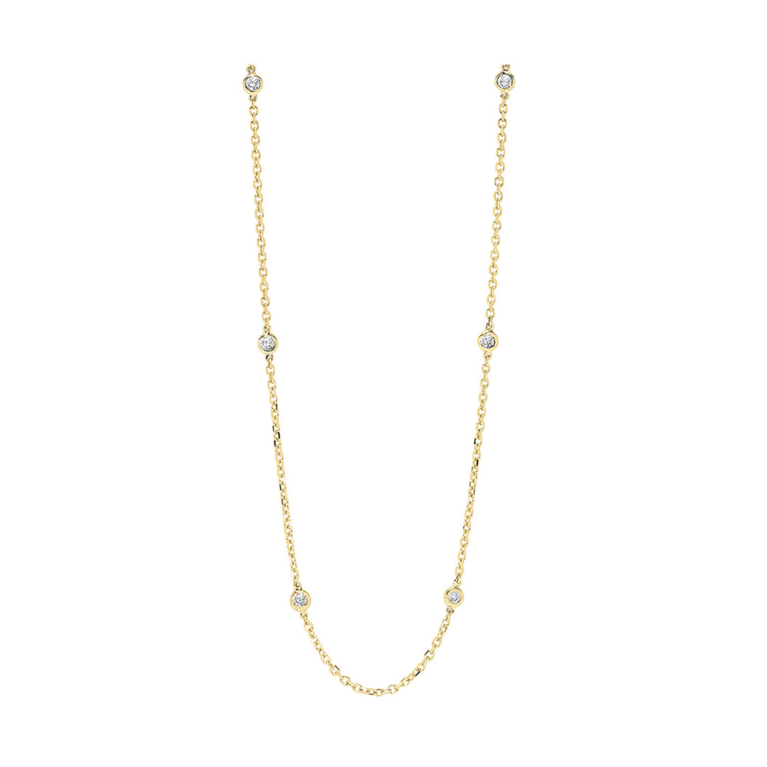 Classy Diamond-by-the-Yard White Yellow Gold Necklace