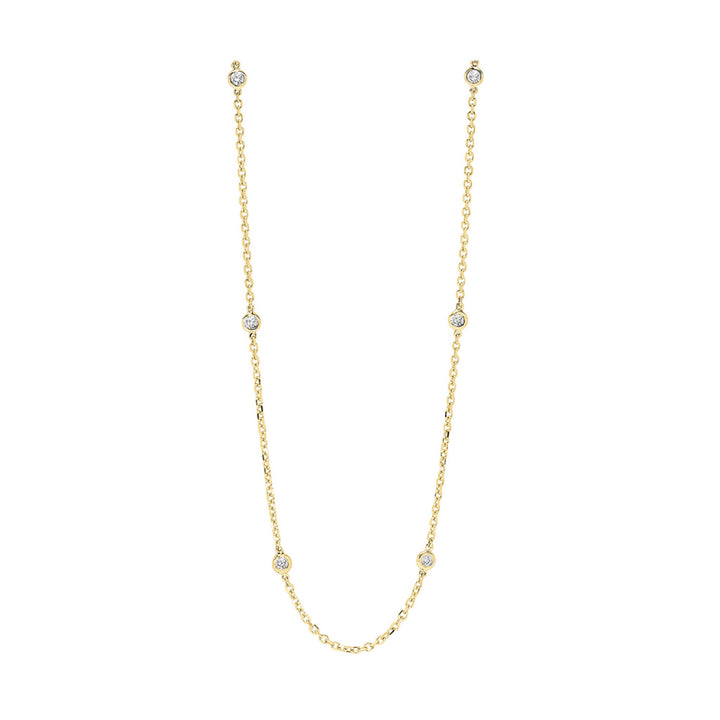 Classy Diamond-by-the-Yard White Yellow Gold Necklace